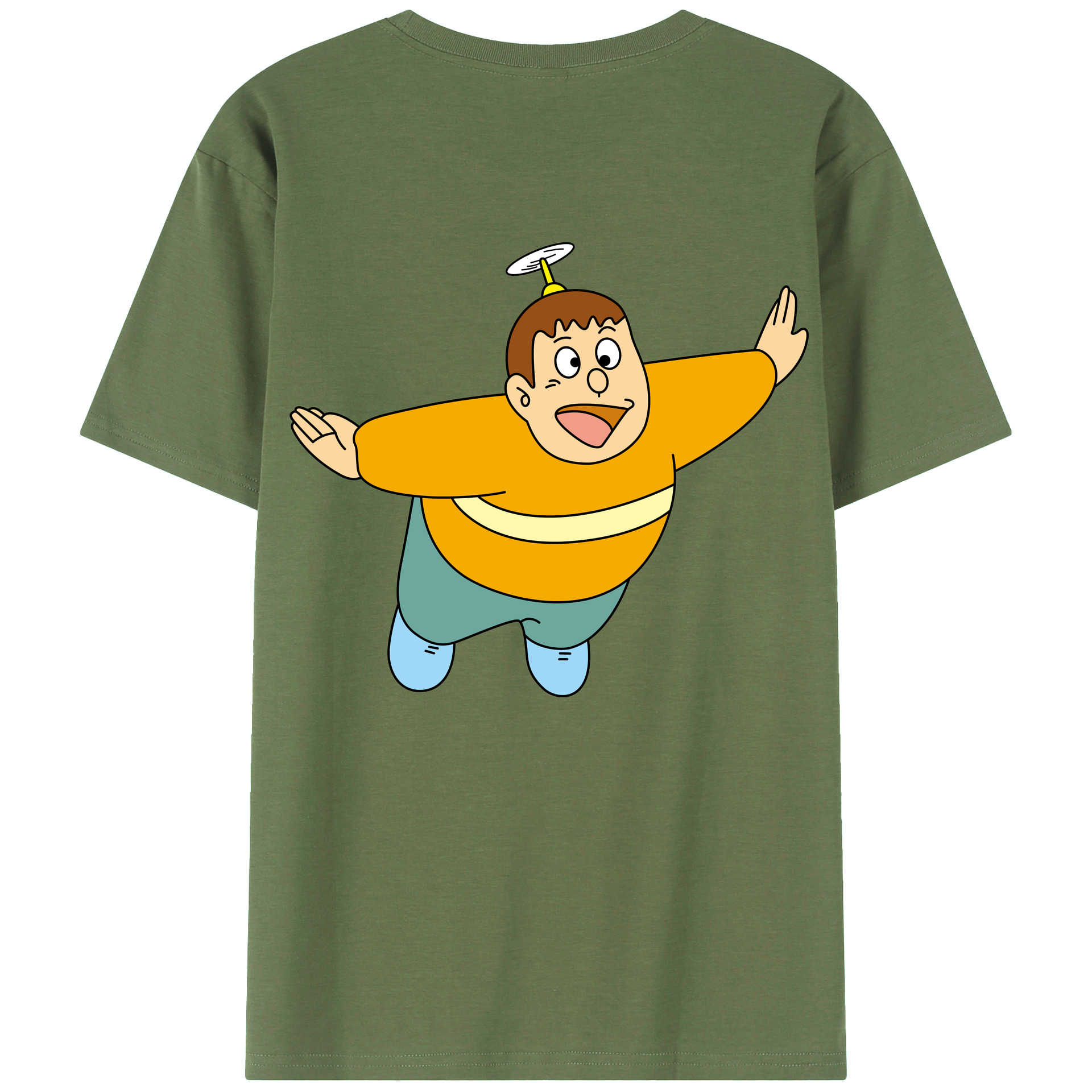 （画像用） ドラえもん 剛田武 Doraemon Gouta Takeshi 綿100％ メンズ半袖Tシャツ（バックプリント） 通気性